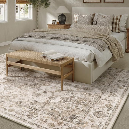 10x12 Neutral Area Rug Brown Vintage Living Room Bedroom Washable Carpet - Image 2