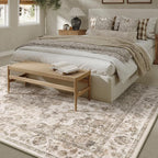 12x15 Neutral Area Rug Brown Vintage Living Room Bedroom Washable Carpet - Image 2