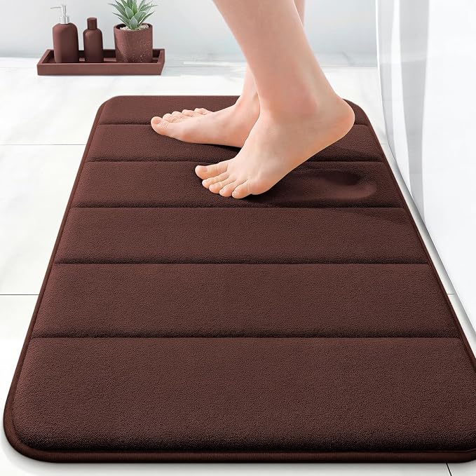 OLANLY Memory Foam Bath Mat 24x16, Super Soft Absorbent Bathroom Rugs, Quick Dry by OLANLY