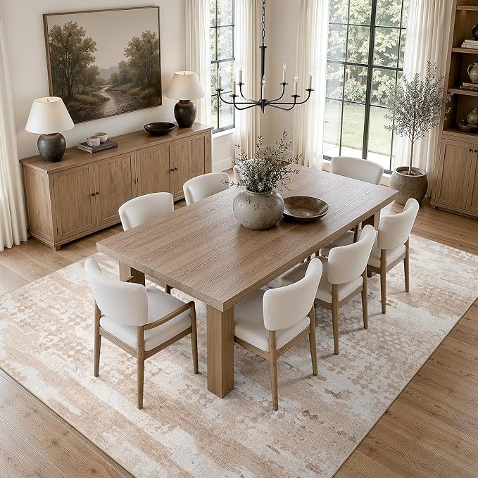 DCX Abstract Area Rug 9x12, Washable Beige Brown Modern Rug - Image 3