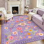 RELEANY Floral 5x8 Area Rugs Washable Print Boho Cute Carpet Non Slip Flower - Image 8