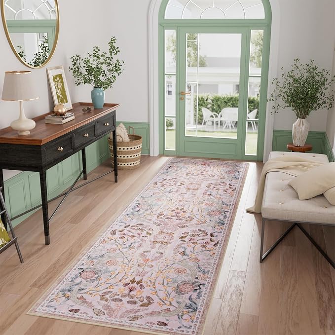 AMTOVO 2.7x8 Runner Rug for Hallway, Washable Non-Slip Long Kitchen Carpet by AMTOVO