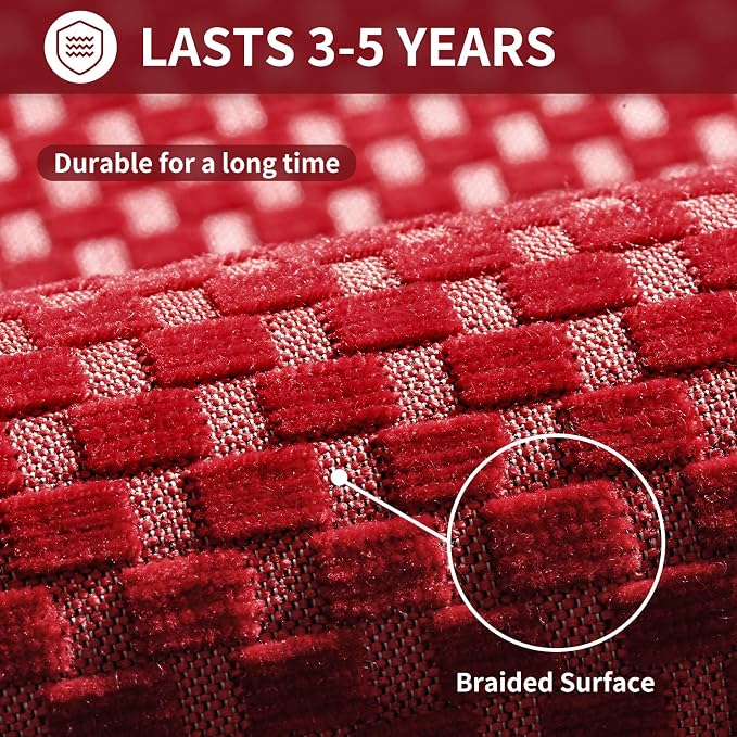 YDKGL Kitchen Rugs Non Slip Washable, Rubber Backing Soft Chenille Braided - Image 8