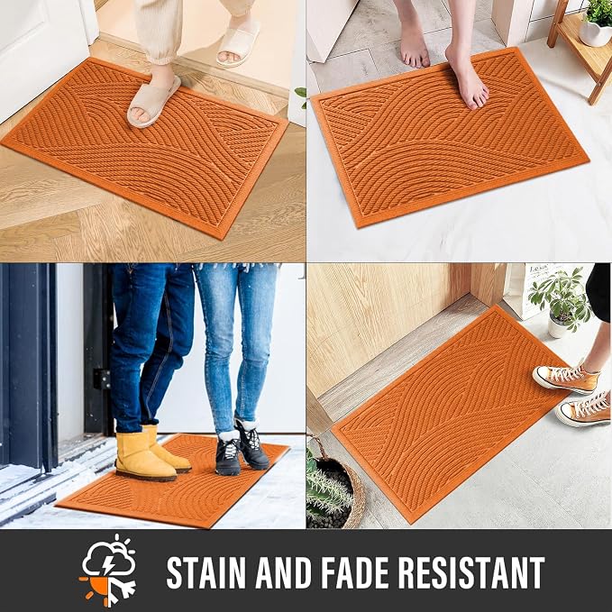 HIYARD Sturdy Front Door Mat, Absorbent Muddy Dirt Resist Welcome Door Mats - Image 4