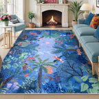 LIVEBOX Washable Bedroom Rug 8x10 Under Bed, Modern Stain Resistant Botanical by LIVEBOX