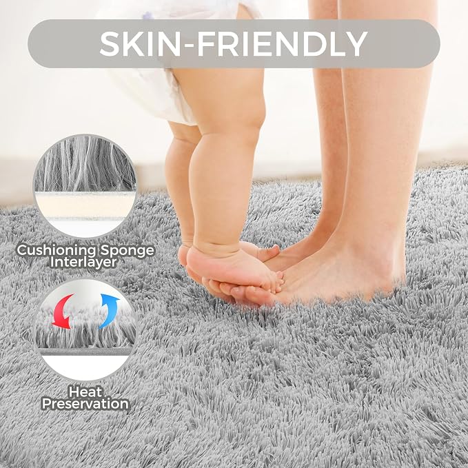 Ultra Soft Rug for Living Room, 5X8 Fluffy Shag Area Rug for Bedroom, Modern - Image 4