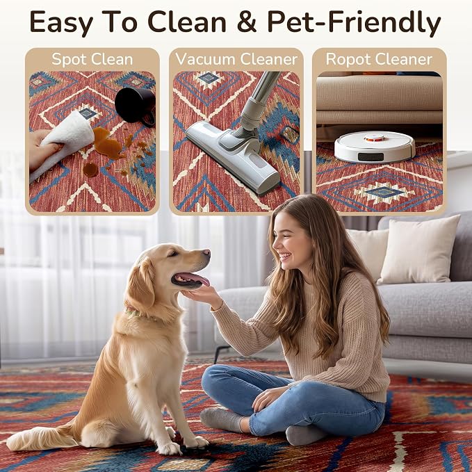 BESTSWEETIE Area Rug 10x14 Rug Machine Washable Non-Slip Low Pile Print Pattern - Image 6