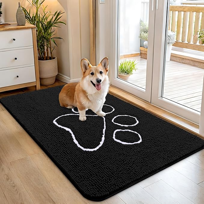 OLANLY Dog Door Mat for Muddy Paws 45x27, Paw Print Design, Absorbs Moisture by OLANLY