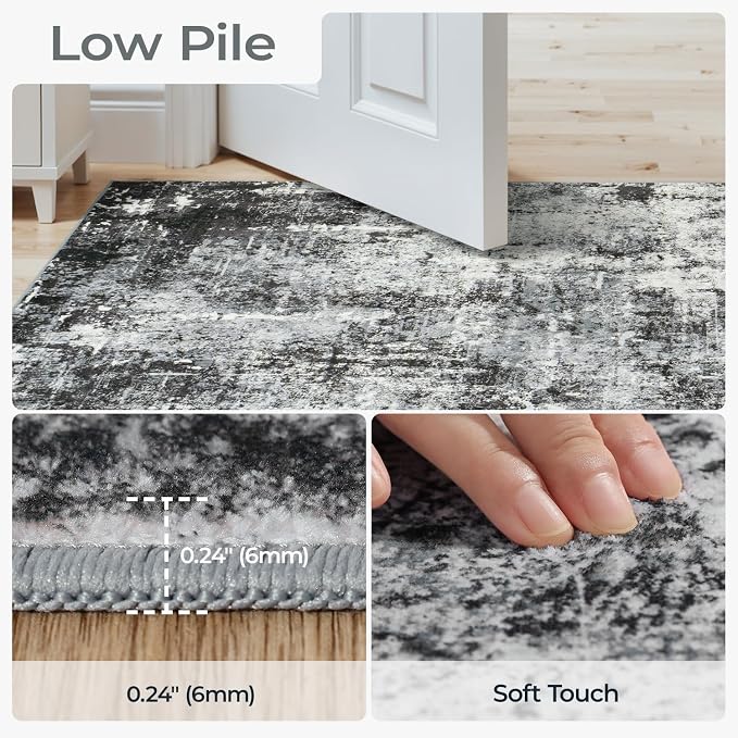 8x10 Area Rugs for Living Room, Abstract Neutral Washable Bedroom Rug, Modern - Image 2