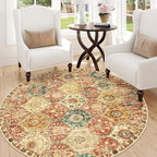 Lahome Moroccan Trellis Washable Round Rugs, Non-Slip Soft Round Rug 4ft - Image 5