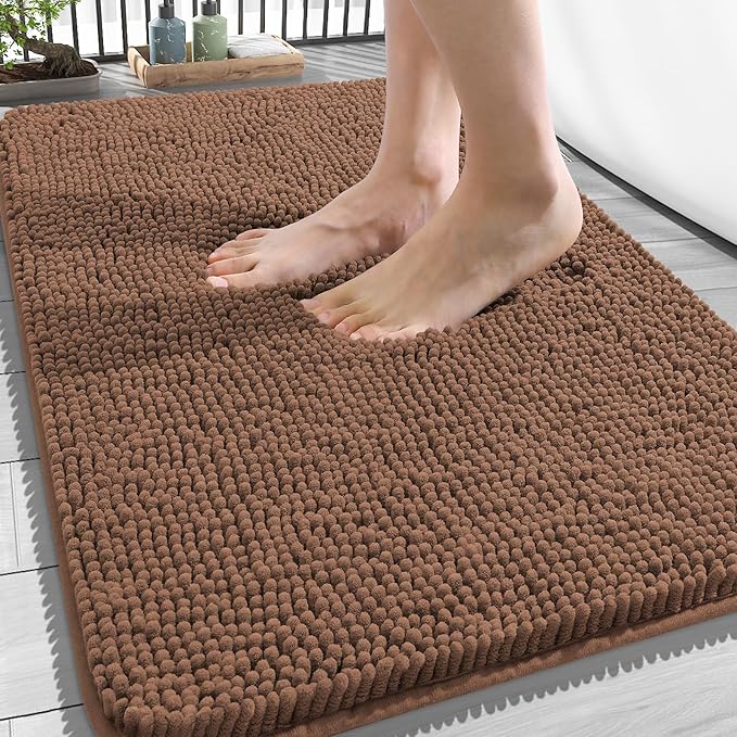OLANLY Bathroom Rugs 34x21, Extra Soft Absorbent Chenille Bath Rugs, Rubber by OLANLY