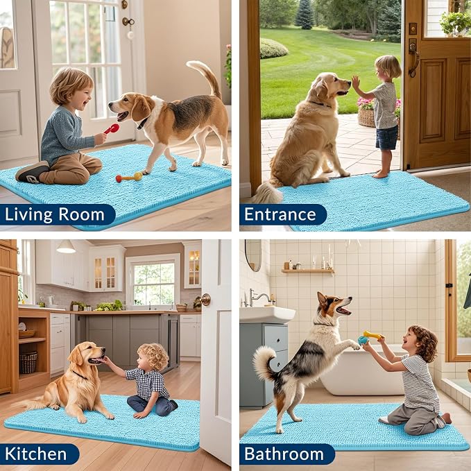 Smiry Dog Door Mat for Muddy Paws 36x24, Absorbent Dirt Trapper, Non-Slip - Image 7