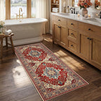 RELEANY Area Rugs Runner 2'6"x5' Washable Non-Slip, Floral Vintage Distress by RELEANY