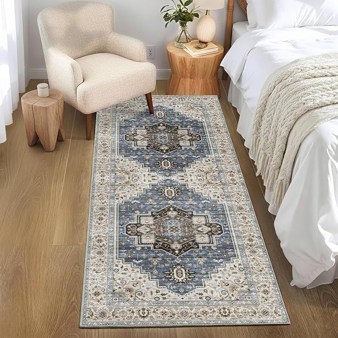 2x6 Runner Rug for Entryway Hallway-Vintage Farmhouse Boho Floral Neutral - Image 5