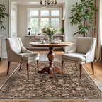 KILOCOCO Area Rug 4x6 Entryway Rug Washable Printed Vintage Floral Rubber - Image 2