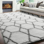 ONASAR 5x7 Area Rugs for Living Room Bedroom, Fluffy White and Grey Throw Rug - Image 7