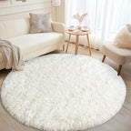 Round White Rug for Bedroom, 4 ft Circle Area Rugs for Living Room, Soft Fluffy - Image 2