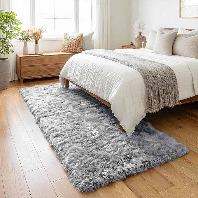 PAGISOFE Grey Runner Rugs for Hallway 2x6 Ft, Super Soft Fluffy Rug Home Decor - Image 4