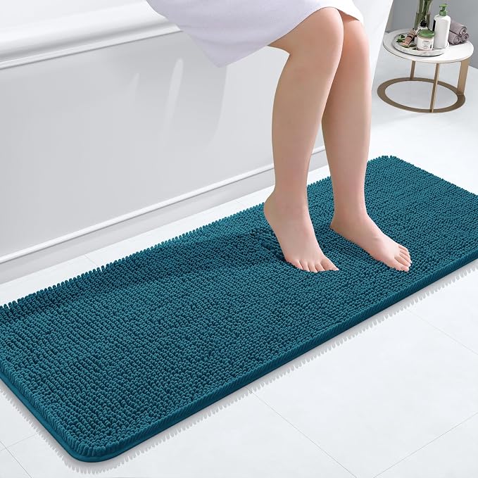 OLANLY Bathroom Runner Rugs 47x17, Soft Absorbent Chenille Bath Rugs, Rubber by OLANLY