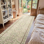 jinchan Zenith Floral Runner Rug 3x8 Washable Kitchen Runner Non-Slip Low-Pile - Image 3