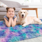 Purple Rainbow Rug for Girls Bedroom Bedside Runner 3x10 Ft, Soft Fluffy Rugs - Image 4