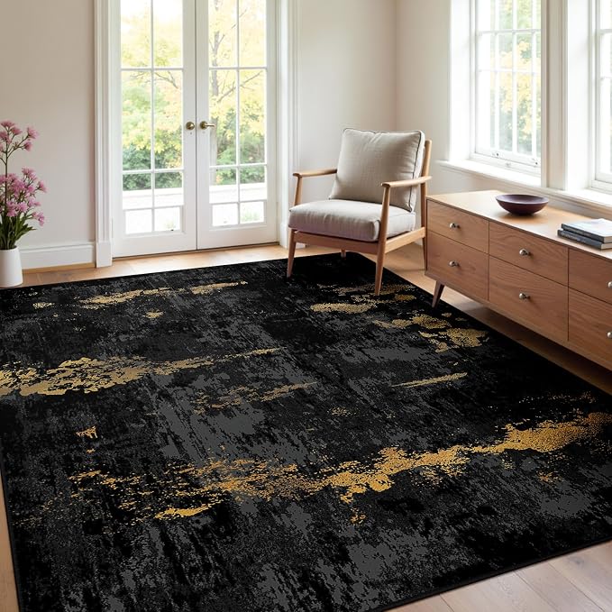 RELEANY Washable Area Rugs 4x5 Non-Slip Modern Abstract Soft by RELEANY