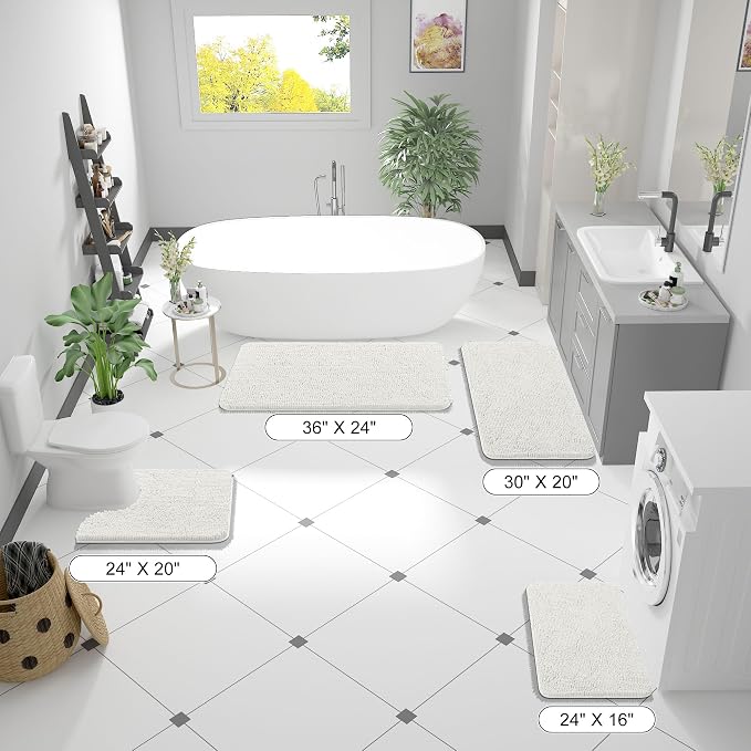 OLANLY Bathroom Runner Rugs 59x24, Extra Soft Absorbent Chenille Bath Rugs - Image 8