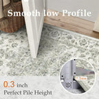 2x6 Washable Neutral Runner Rug Green Vintage Hallway Kitchen Carpet Non-Slip - Image 8