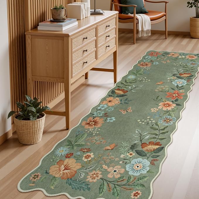 Lahome Floral Washable Runner Rug, Boho Ultra-Thin Kitchen Runners by Lahome