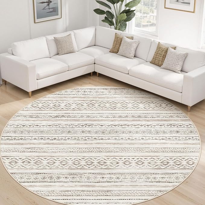 cotiled 8x8 Round Area Rugs Living Room Rug: Washable Boho Rugs - Image 6