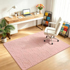 4x6 Pink Washable Area Rug for Girls Bedroom, Leaf Geometric Patter Shag - Image 5