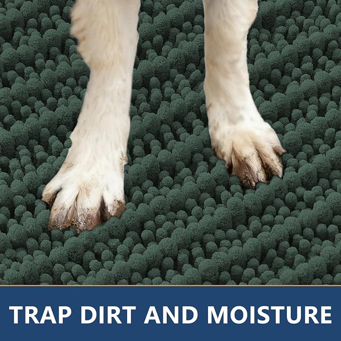 Smiry Dog Door Mat for Muddy Paws 36x24, Absorbent Dirt Trapper, Non-Slip - Image 4