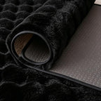 Black Rabbit Plush Rug 5'x8', Fluffy Faux Fur Shaggy Area Rug - Image 7