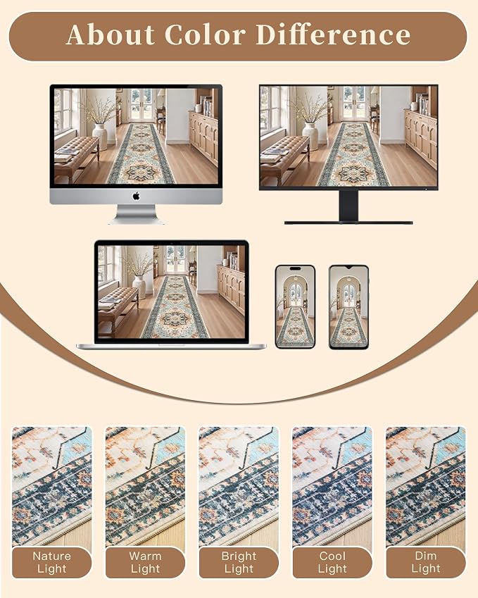 Madane Runner Rugs for Hallway 2x10 Long Washable Non-Slip Hallway Runner Rug - Image 9