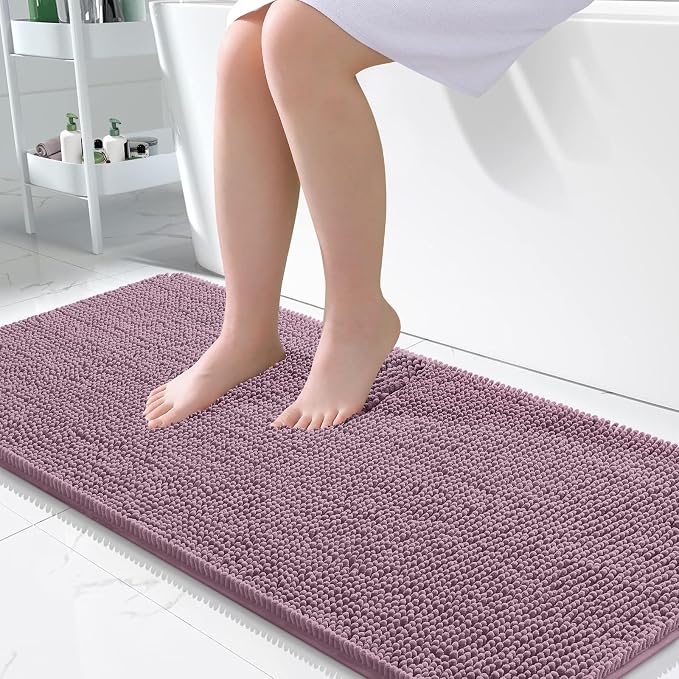 OLANLY Bathroom Runner Rugs 47x24, Soft Absorbent Chenille Bath Rugs, Rubber by OLANLY