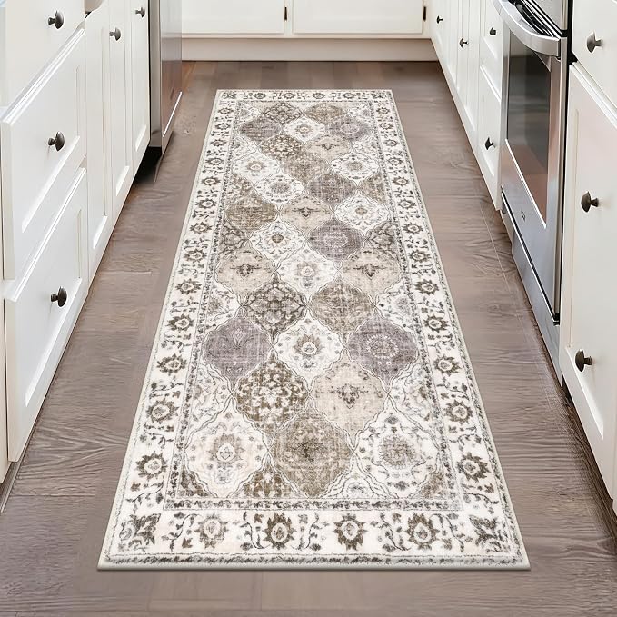 HEBE Washable Hallway Runner Rug 2'x 5' Non Slip Kitchen Rugs Runner, Low Pile by HEBE