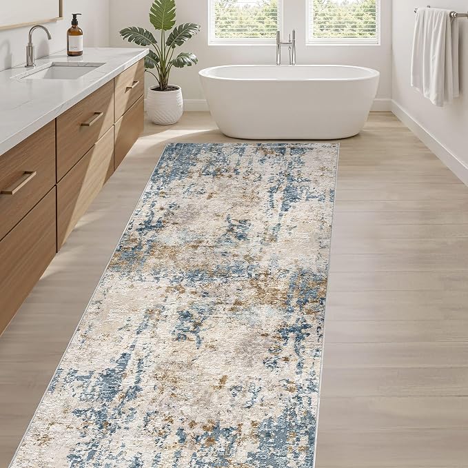 Runner Rug Kitchen Washable Rugs: 3x8 Non-Slip Abstract Soft Modern Stain - Image 5
