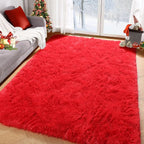 PAGISOFE Soft Modern Red Area Rug, 4x6 Feet, Shaggy Indoor Rug - Image 7