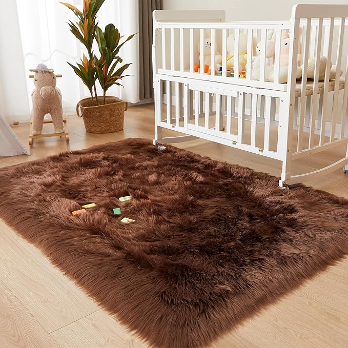 EasyJoy Ultra Soft Fluffy Shaggy Area Rug Faux Fur Rug Chair Cover Seat Pad - Image 5