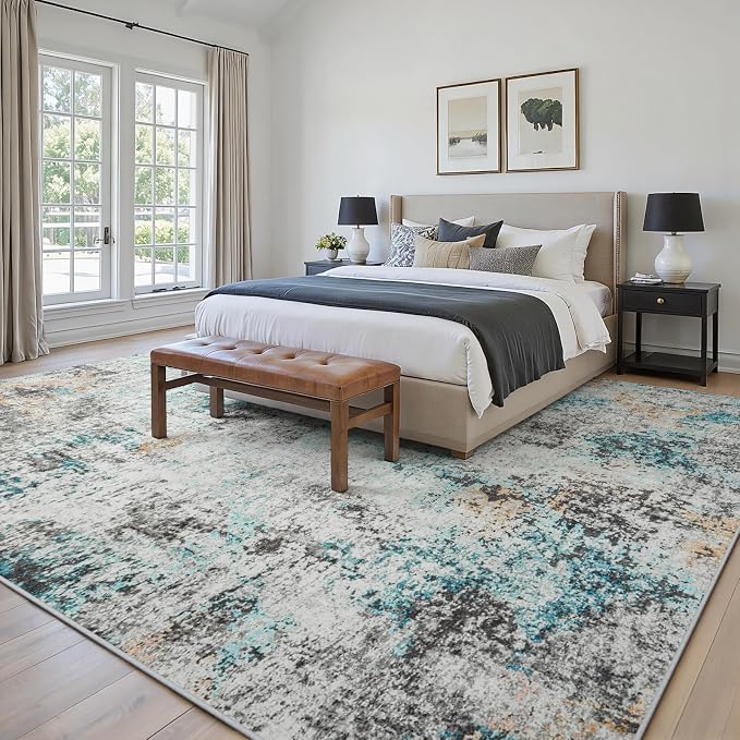 Area Rugs 8x10 Living Room: Large Soft Washable Rug Modern Abstract Anti-Skid - Image 3