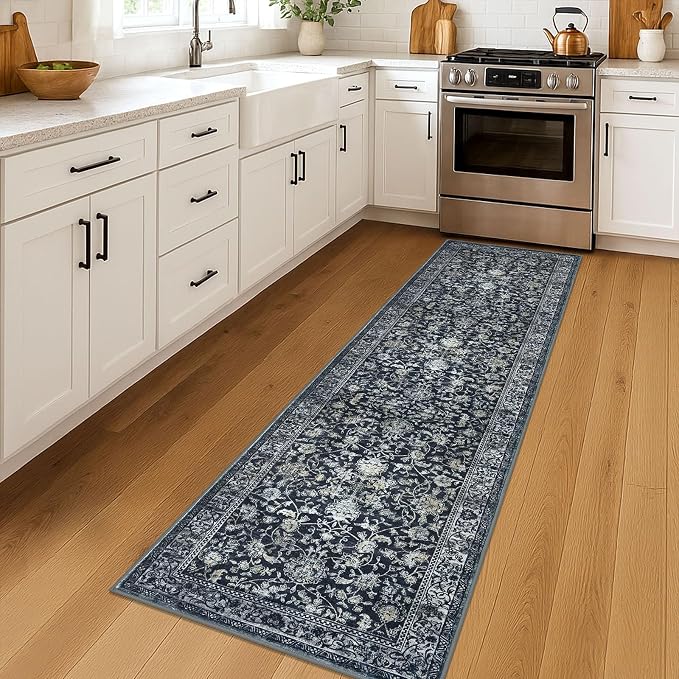 KILOCOCO Hallway Runner 2x7 Rug Runner Printed Vintage Floral Washable Kitchen - Image 2