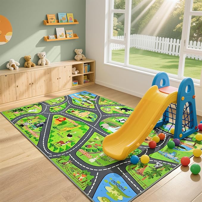 Zoo Adventure Kids Rug, Cute Animal Play Mat - Image 4