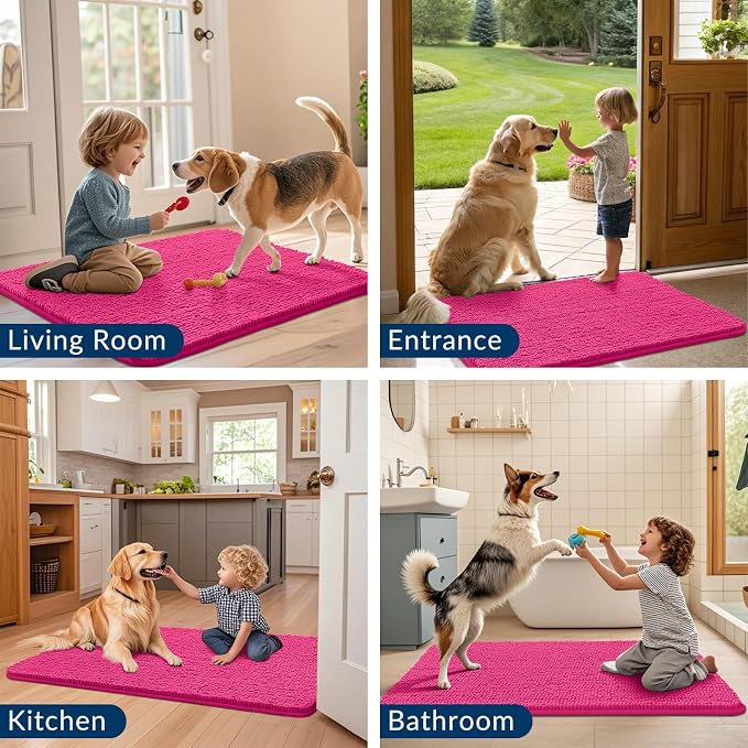 Smiry Dog Door Mat for Muddy Paws 59x24, Absorbent Dirt Trapper, Non-Slip - Image 7