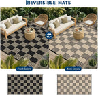 Garvee Waterproof Outdoor Rug 10x14, Checkered Foldable Plastic Straw Patio - Image 4