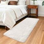 2x5 Feet White Soft Runner Rug for Bedroom Bedside, Fluffy Washable Runner by TENNOLA