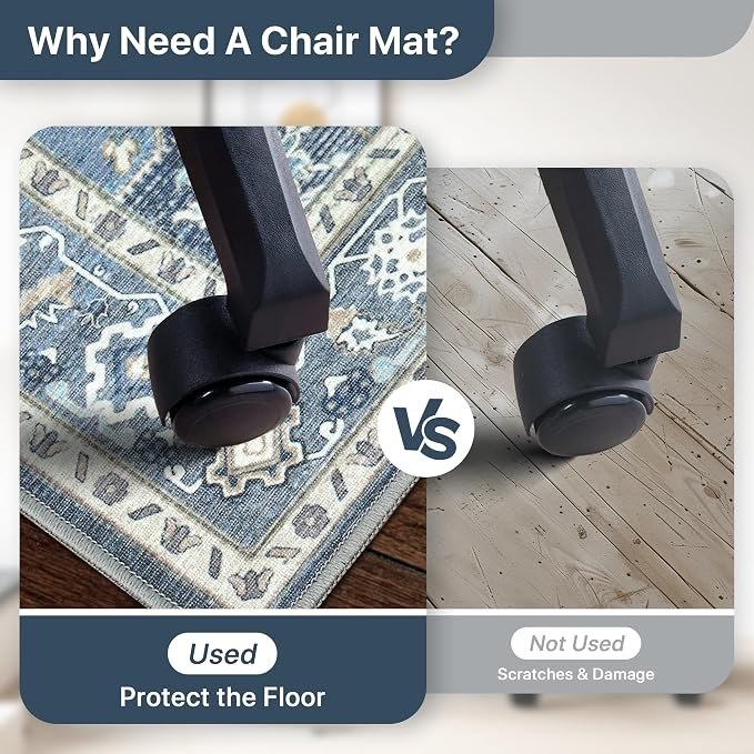 48"x60" Office Chair Mat for Hardwood Tile Floor, Under Desk Carpet Protector - Image 4