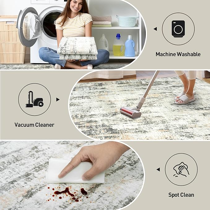 8x10 Area Rugs Washable Rug: Modern Abstract Living Room Rug Soft Anti-Skid - Image 4