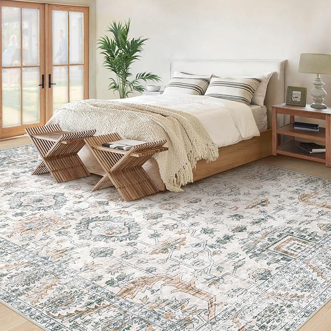 XLUEZ Area Rug 10x12 Living Room Rugs, Machine Washable Vintage Distressed Boho - Image 3