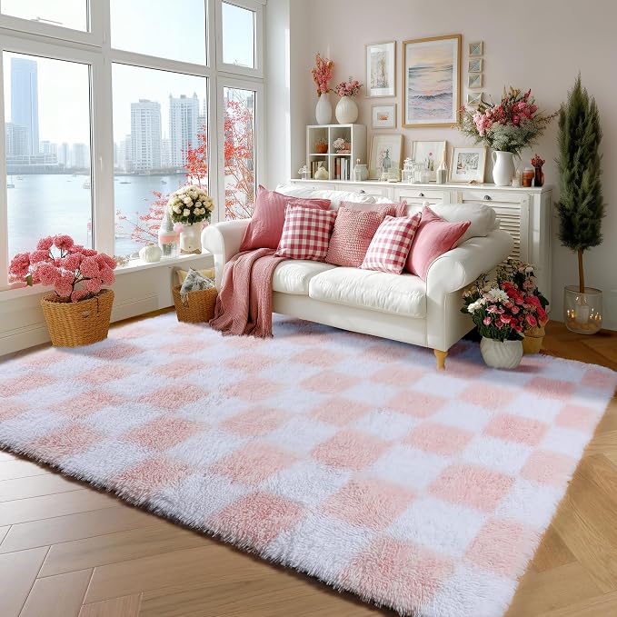 KICMOR Light Pink and White Rugs by KICMOR