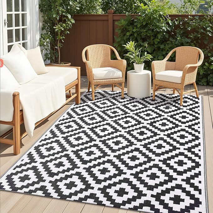OLANLY Waterproof Outdoor Rug 5x8 ft, Outdoor Plastic Straw Rug by OLANLY